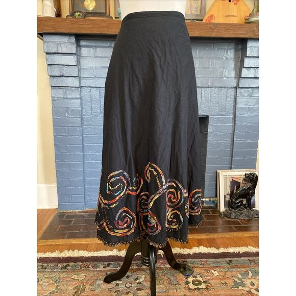 Chico’s Elastic Waist Midi Skirt Size 1 (M/8) Beaded Sequin Embroidered Boho - Picture 7 of 12